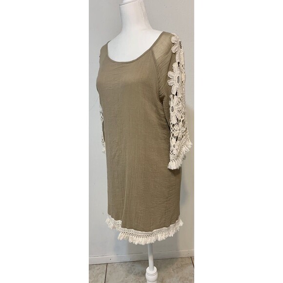 UMGEE Women Size S Crochet Floral Fringe Dress Lined Boho Hippie Festival - Picture 3 of 8